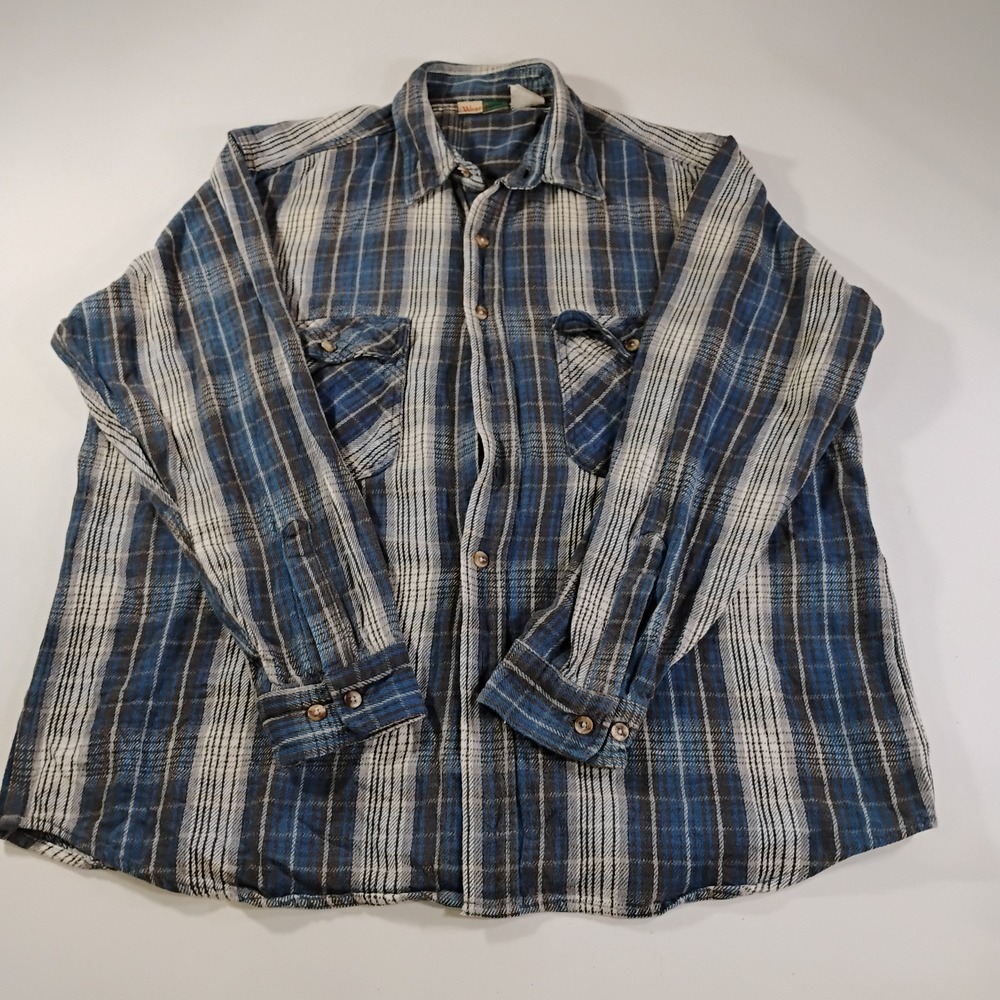 Wear Guard Men's XL Blue Plaid 100% Cotton Long Sleeve Button Up Shirt
